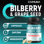CIVIMUNA 10-in-1 herbal supplement label showing grape seed and carrot ingredients