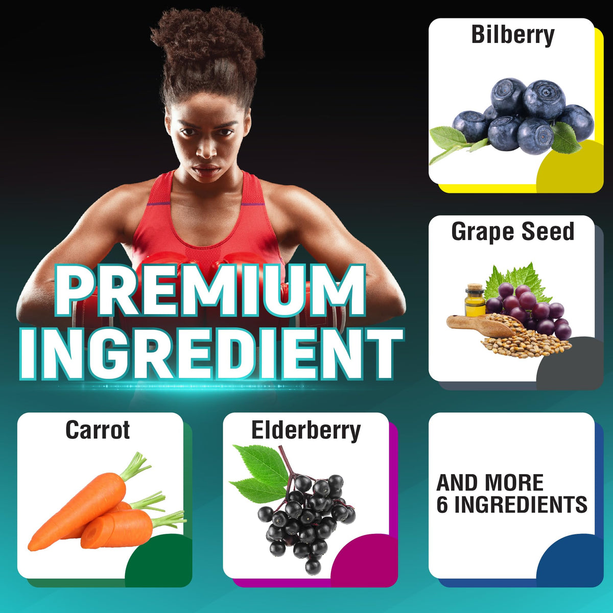 Supplement facts panel on CIVIMUNA bilberry extract blend showing lutein and elderberry