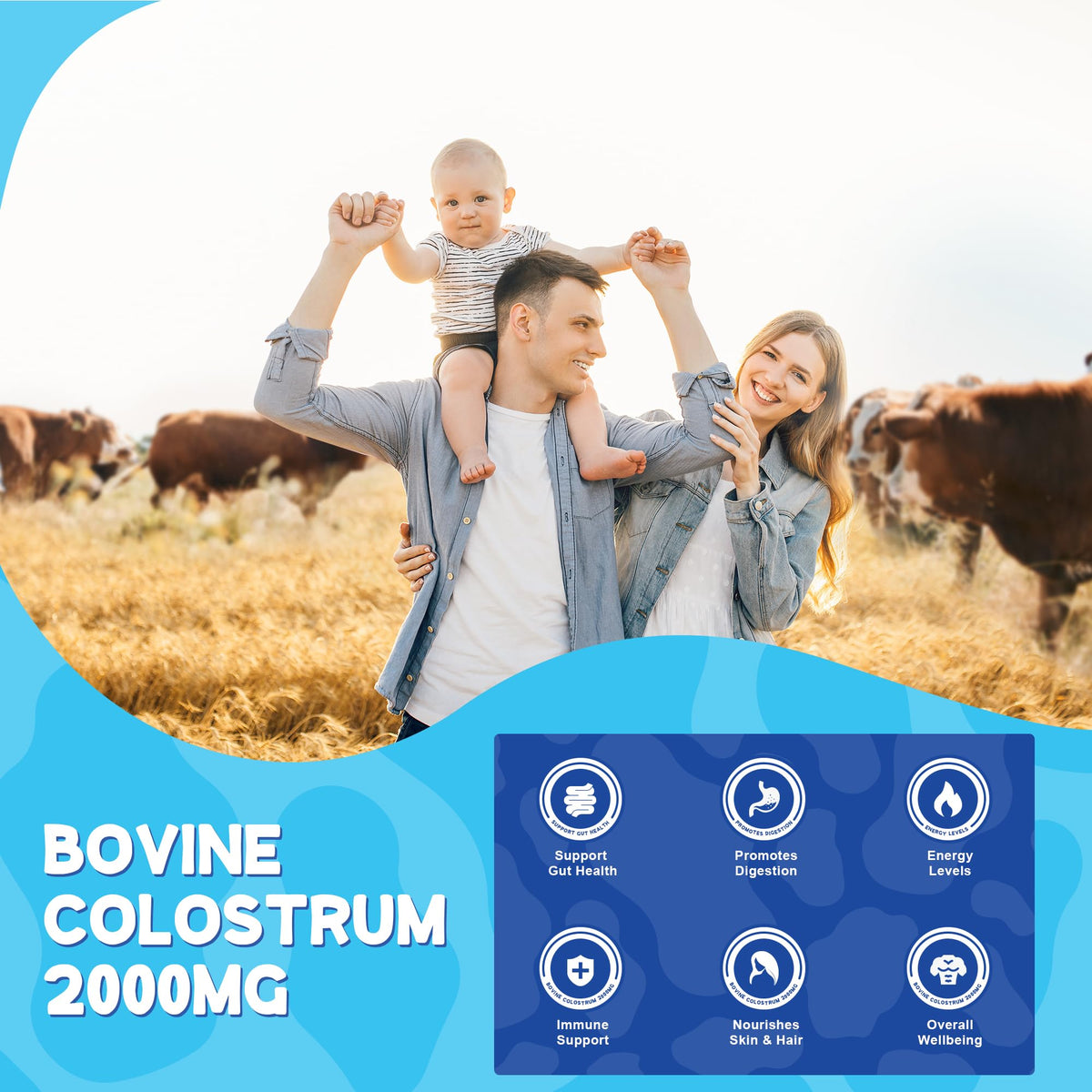 Authentic USA imported sugar free colostrum chewable supplements nutritional panel view