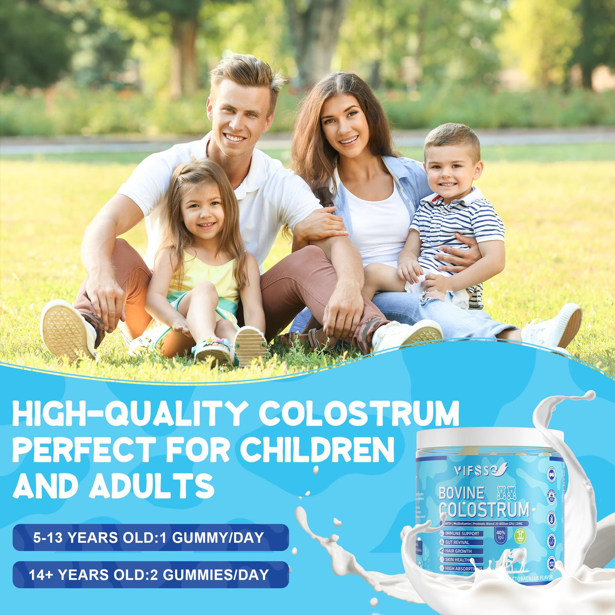Vifssg 120 gelatin free gummies bottle showing twenty billion CFU probiotics benefit