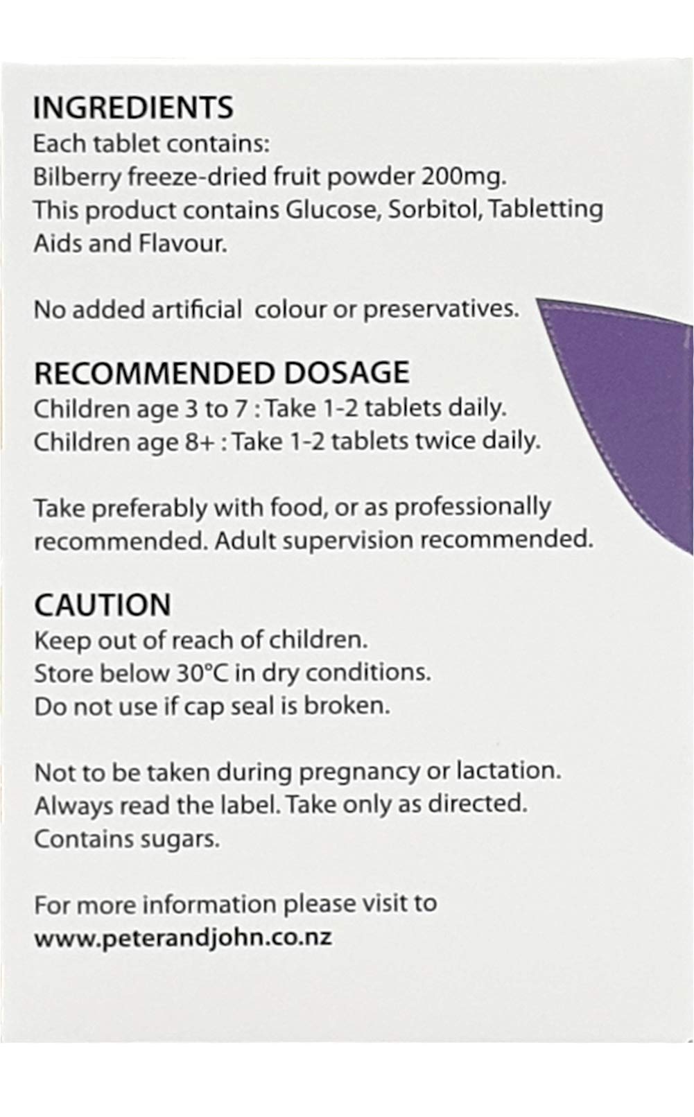 Healthfarm children vision supplement showing 120 chewable tablets label details.