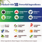 Authentic USA imported Superfood MD eye care capsules highlighting blue light filtration benefits.