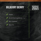 Frontier Co-op dried whole bilberries bulk herbal supplement details and kosher certification label