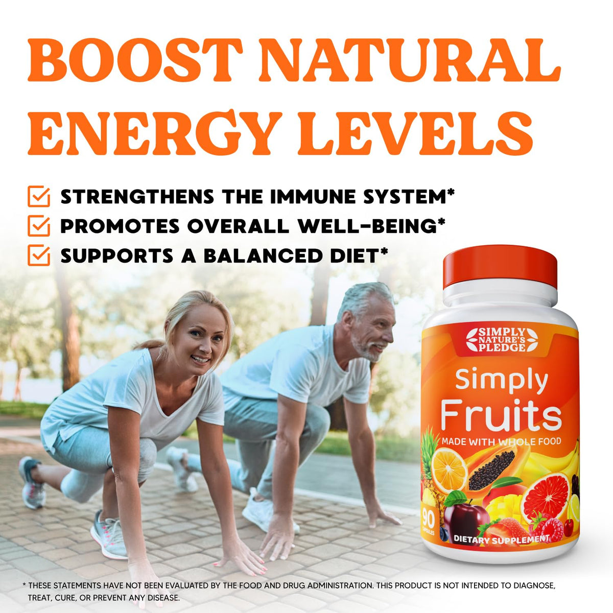 Simply Nature's Pledge daily fruit nutrition dietary supplement for energy and immunity
