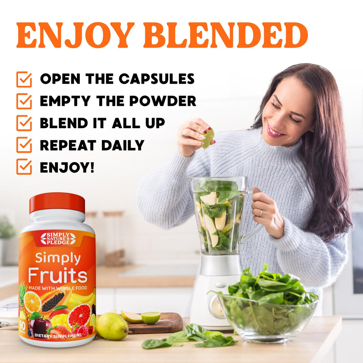 Simply Nature's Pledge vegan friendly fruit superfoods dietary supplement for daily health