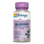 Sixty vegetarian capsules of Solaray imported bilberry extract for night vision