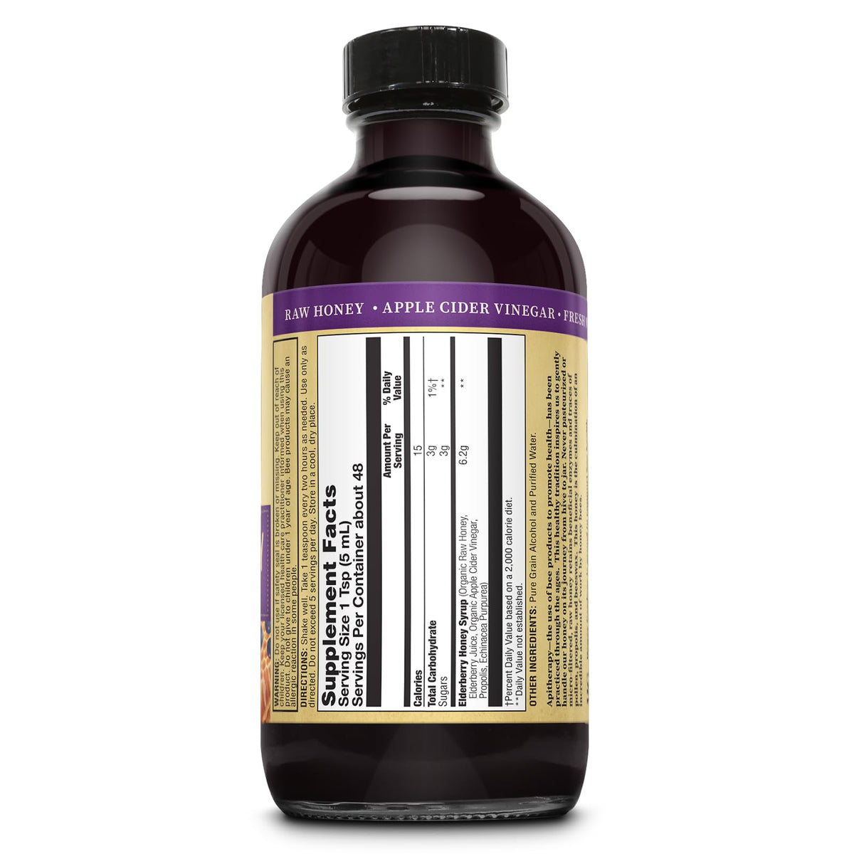 Close up of Zand immune syrup bottle label