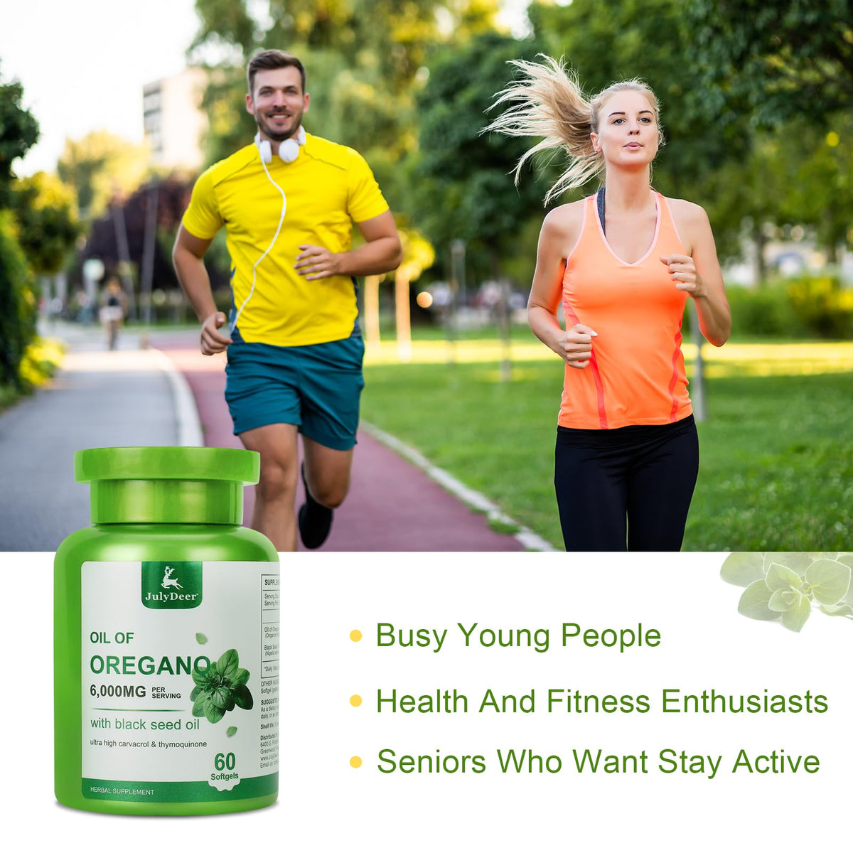 JulyDeer non GMO and gluten free oil of oregano softgels for daily respiratory health.
