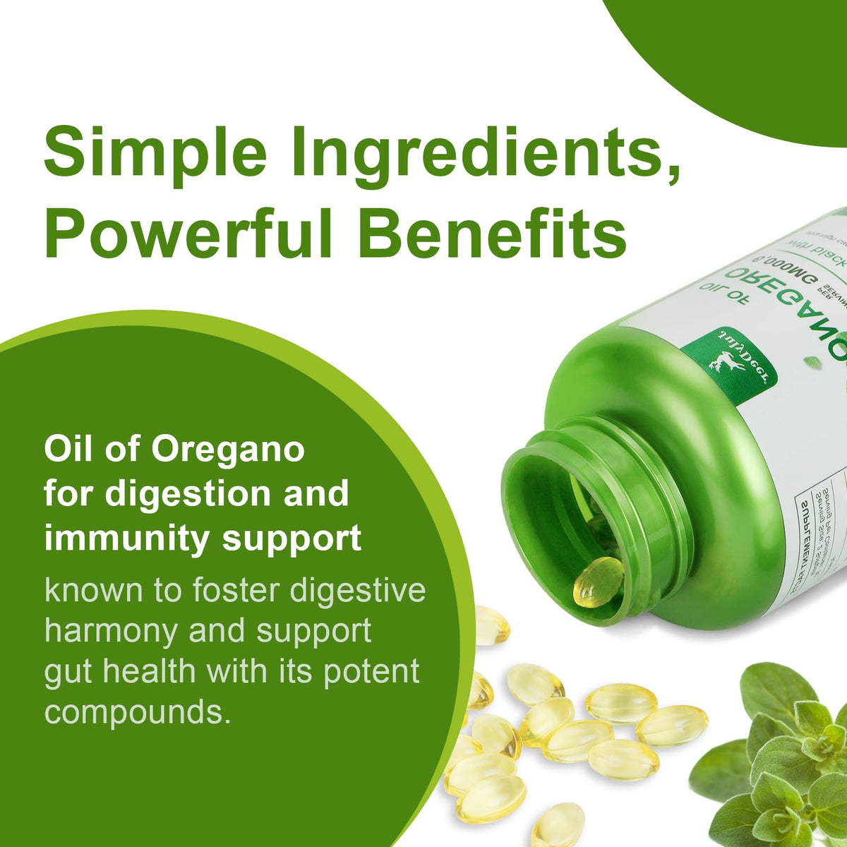 JulyDeer black seed oil and oregano extract capsules for digestive balance and wellness.