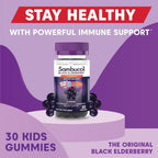 Authentic USA imported Sambucol black elderberry 30 count bottle showing safety seal.