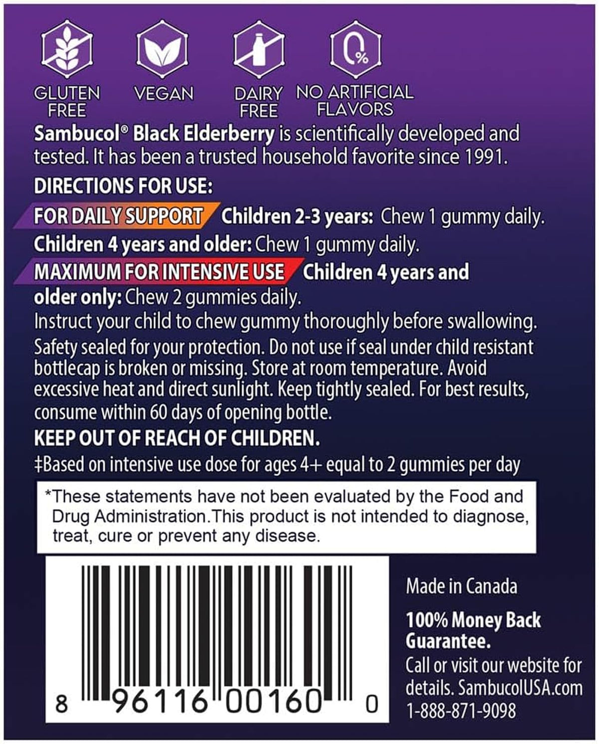 Sambucol black elderberry daily immune defense product display on a clean background.