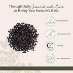 Bowl filled with organic dried elderberries for herbal tea