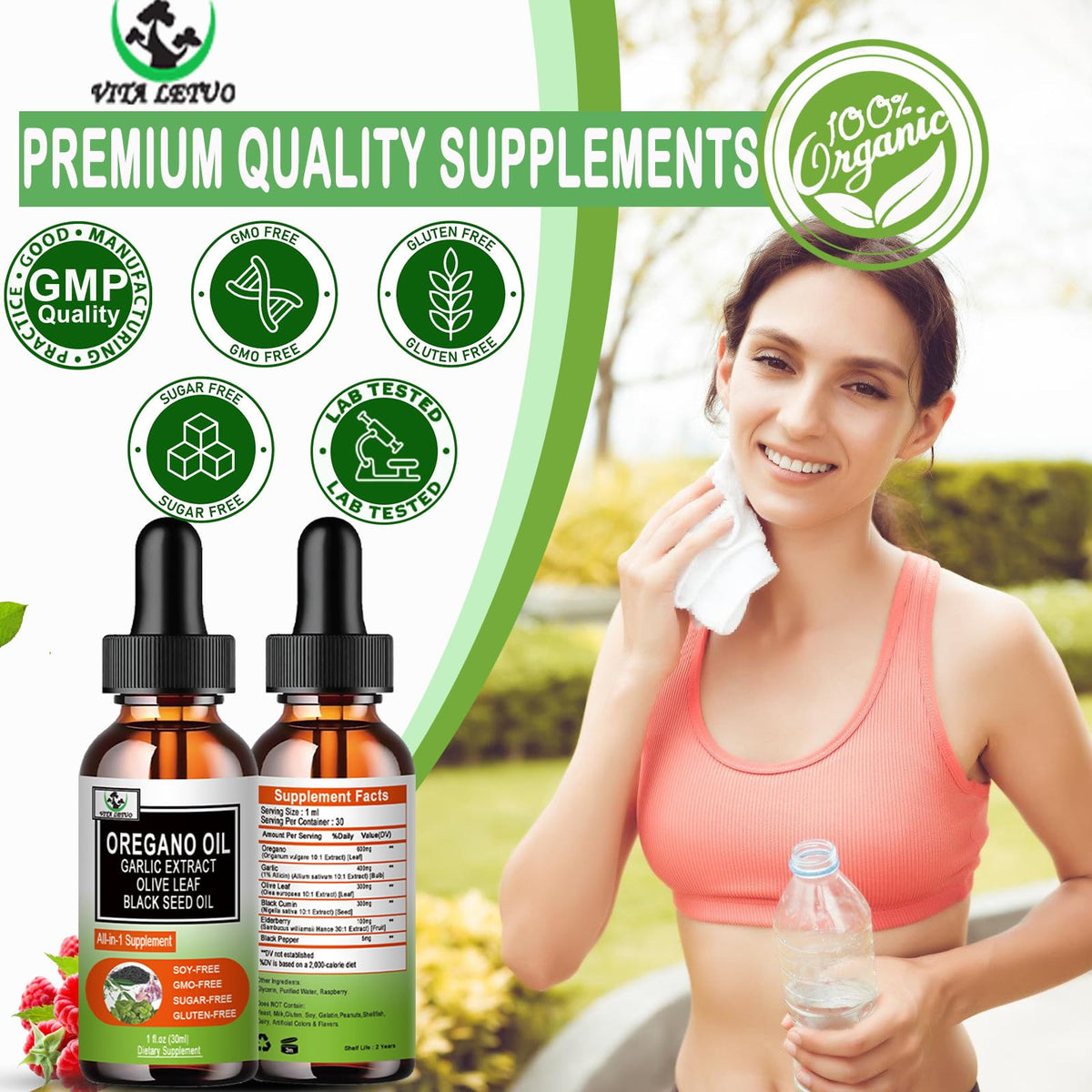 Compact one fluid ounce travel friendly packaging of Vita Letuo drops