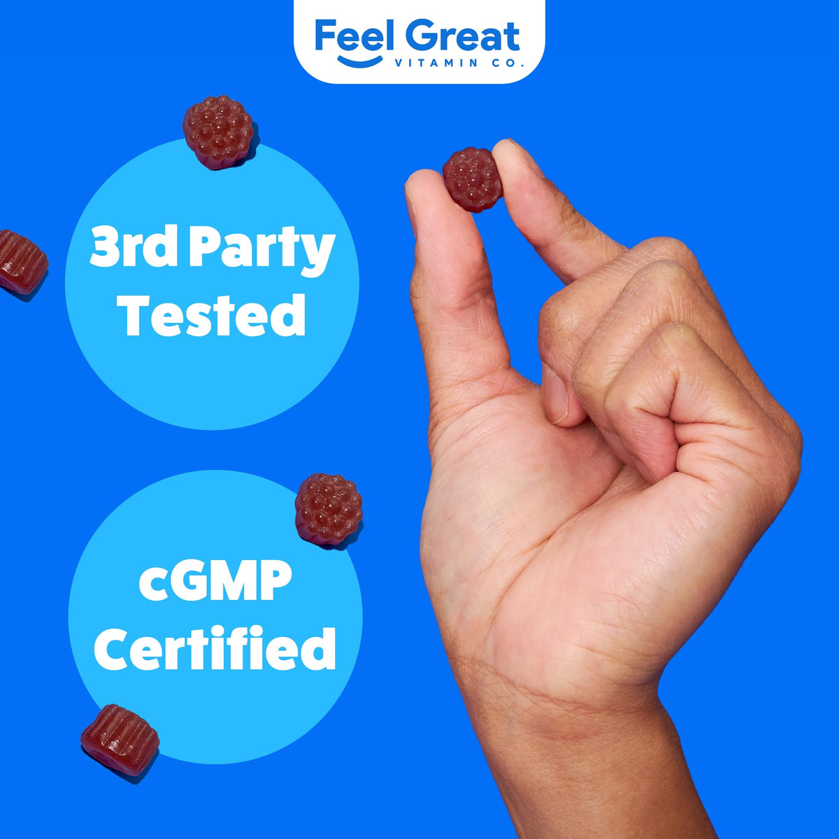 The Feel Great Vitamin Company Kids Elderberry Gummies bottle showing directions for child dosage