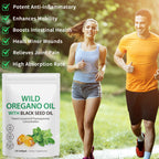 Packaging seals showing the dairy-free and organic credentials of Nyloriaine oregano and black seed oil blend.