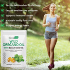 Premium twin blend oregano oil and black seed oil capsule formulation side view