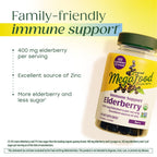 Authentic imported MegaFood elderberry supplement packaging showing serving size details