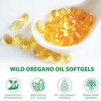 Back label of EILTEAU oregano and black seed oil softgels highlighting third-party lab tested certification.