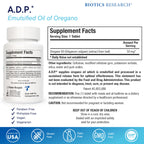 Biotics Research ADP sustained release oregano oil supplement facts label