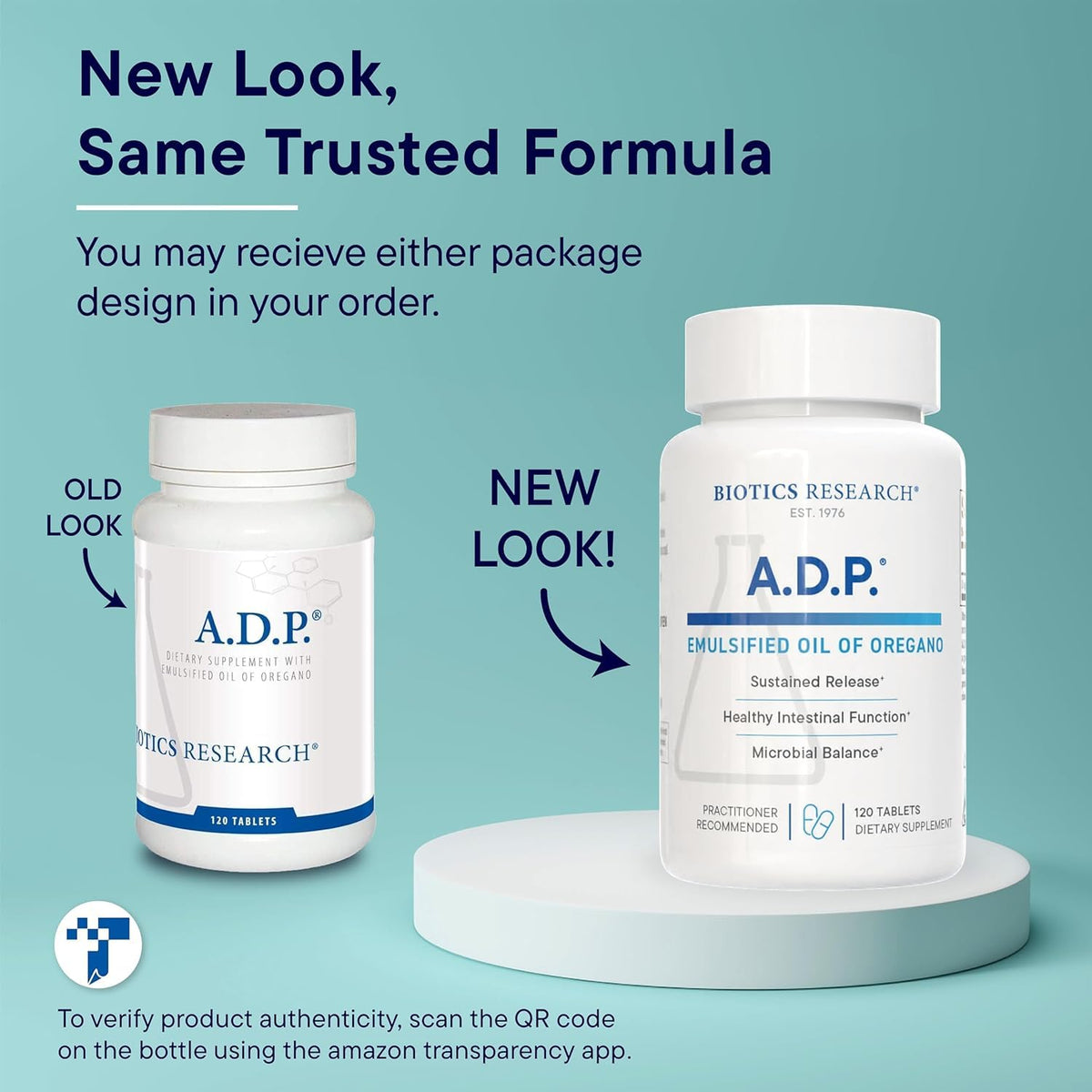 USA sourced Biotics Research ADP 120 tablets container details