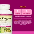 Wild crafted Mediterranean oregano capsules by Natural Factors for wellness