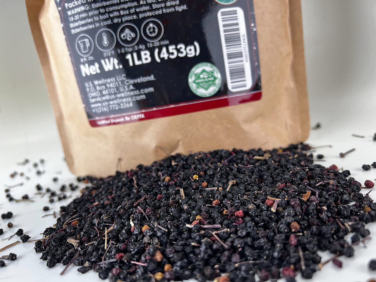 U.S. Wellness Naturals premium whole dried elderberry fruit for seasonal health support