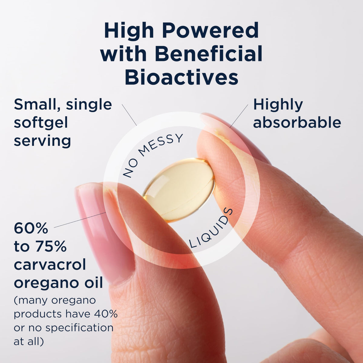 Premium grade oil of oregano softgels by Designs for Health for gut health