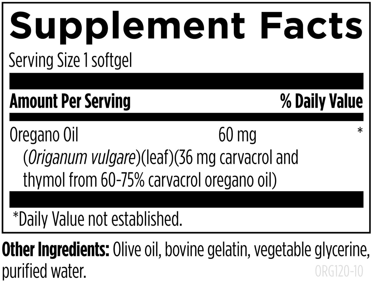 Designs for Health intestinal cleansing oregano oil softgels close up view