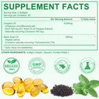 Authentic USA imported Tooffi oregano and black seed oil supplement container on a wellness background