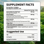VEV herbal immune support supplement softgels displayed next to the white airtight packaging.