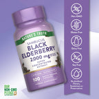 Premium imported USA non-GMO and gluten-free black elderberry capsules bottle setup
