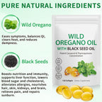 High potency oregano oil 6000 milligrams with black seed oil softgels dietary capsule details