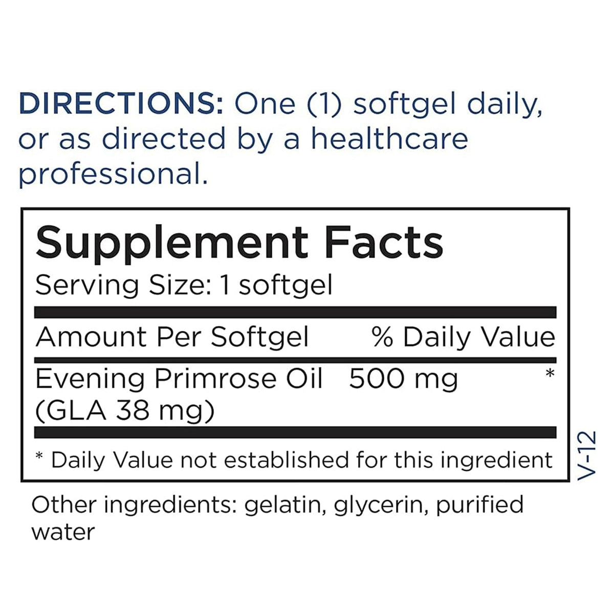 Metabolic Maintenance Evening Primrose Oil softgels formulation showing clean ingredients list with zero added fillers