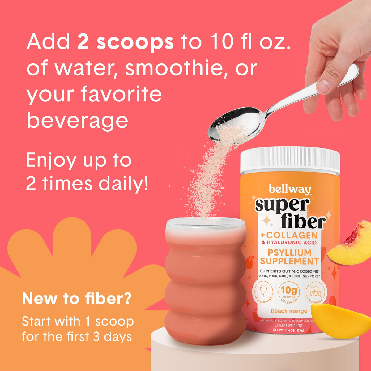 Back view of Bellway Super Fiber Collagen container showing directions