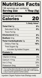 Anthony's Organic Whole Psyllium Husks packaging details and labels