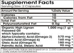 Side view of Naturetition Organic Flaxseed Oil 200 capsules bottle displaying ingredient label and nutritional facts.