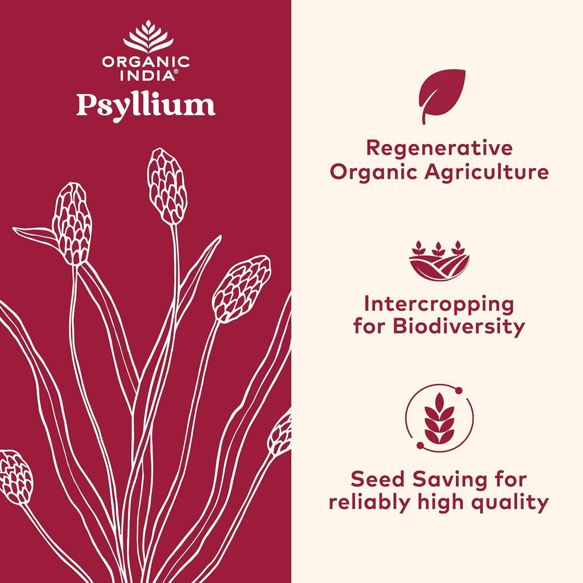 Organic India Psyllium dietary supplement nutrition facts label