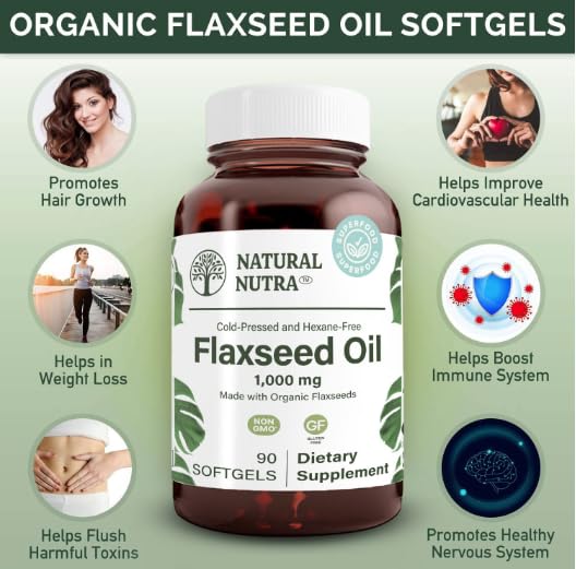 USA imported organic flaxseed oil omega three six nine supplement nutrition label
