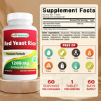 Best Naturals Red Yeast Rice supplement facts label showing 1200 mg serving size