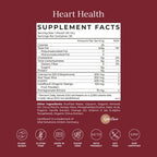 Side view of Cymbiotika Heart Health box displaying product benefits, plant-based formulation, and gluten-free certifications.