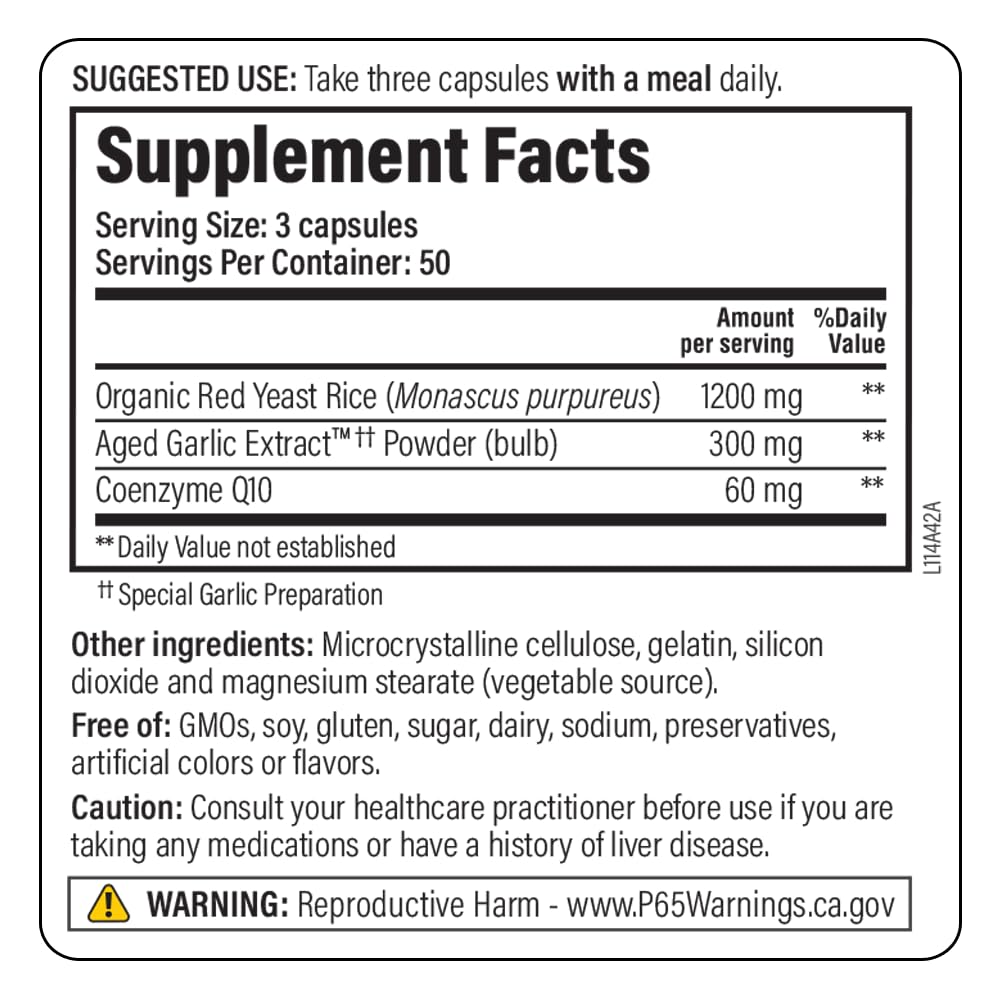 Kyolic Formula 114 supplement bottle ingredients label