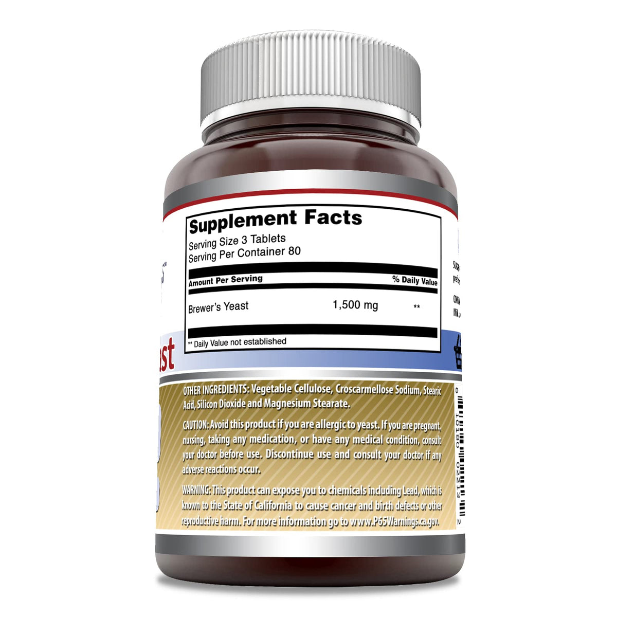 Amazing Nutrition Brewer's Yeast gluten-free and non-GMO product seals on bottle