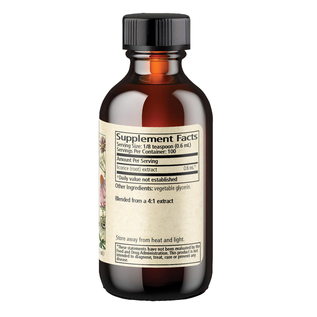 Wise Woman Herbals Licorice Botanical Syrup bottle size 2 fluid ounces