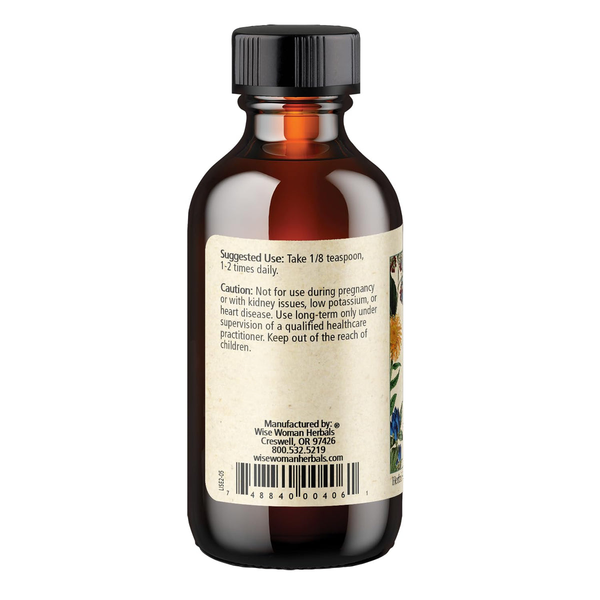 Top view of Wise Woman Herbals Licorice Botanical Syrup alcohol free supplement