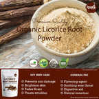 Back of Iyasa Holistics Licorice Root powder packaging with USDA organic seal