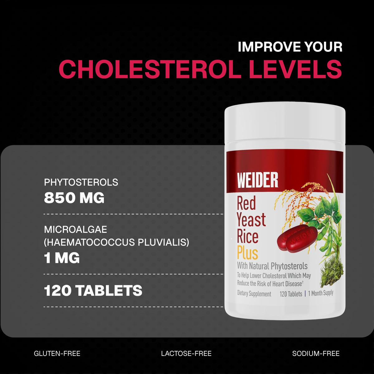 Authentic USA imported Weider Red Yeast Rice Plus capsules for cardiovascular health