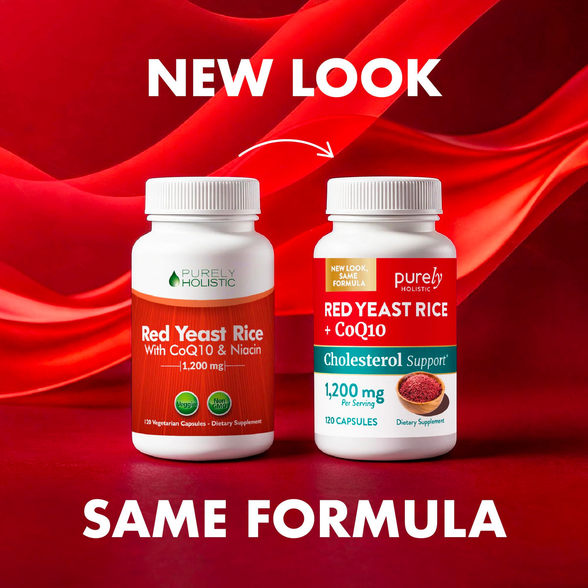 Purely Holistic cardiovascular supplement with CoQ10 and Niacin ingredients label