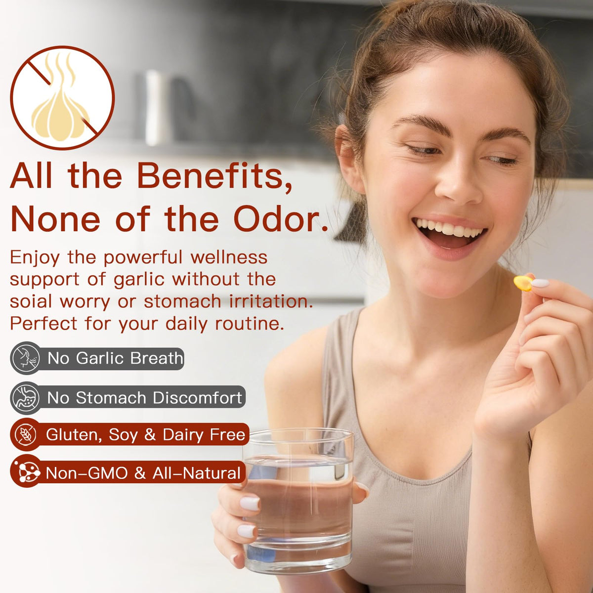 Authentic USA imported EOQIFJM garlic supplement 300 count bottle details for consumers