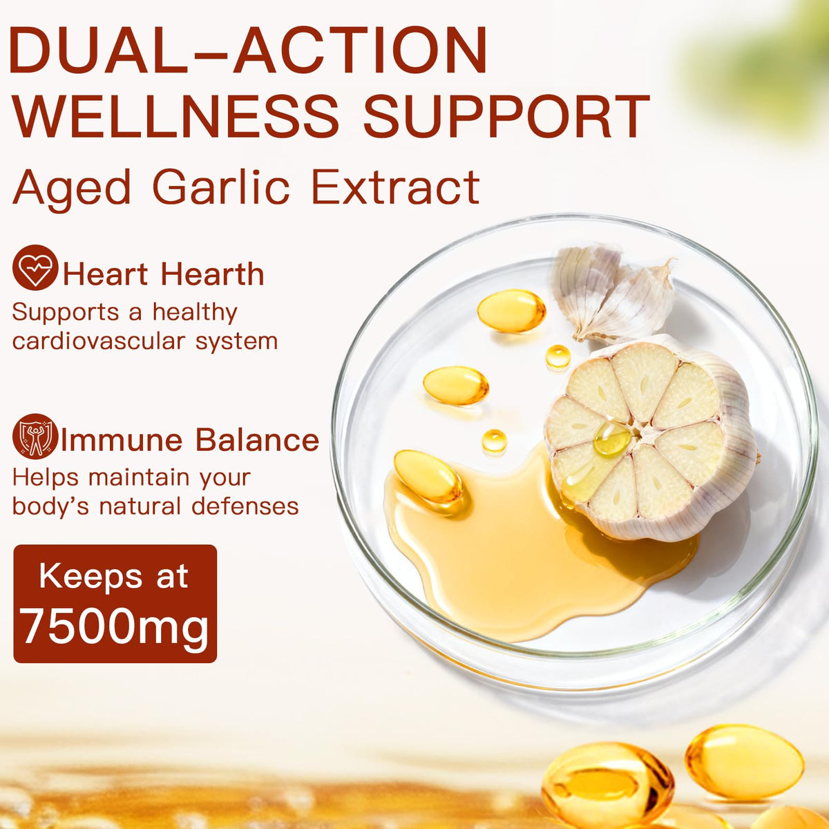 Non-GMO and gluten-free vegetarian garlic softgels for healthy circulation and blood pressure management