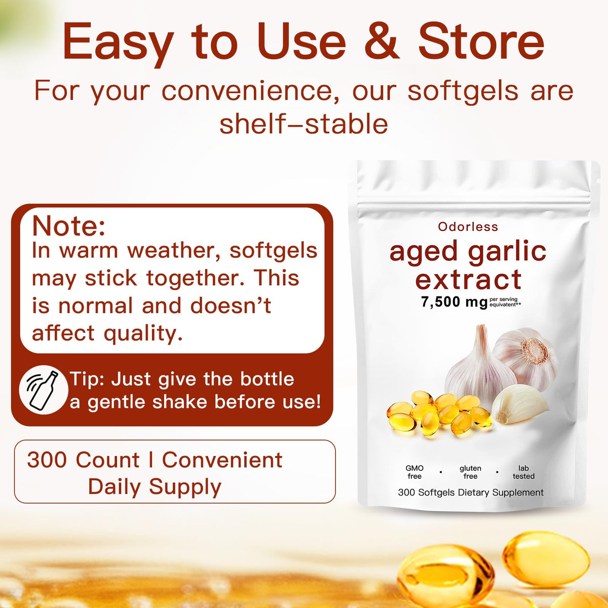 EOQIFJM 300 count dietary supplement packaging showcasing five month supply of antioxidant support